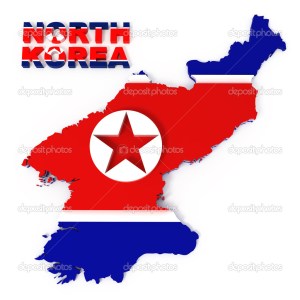 North Korea, map with flag, isolated on white with clipping path